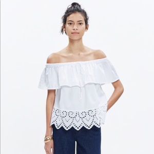 Madewell eyelet off-the-shoulder top